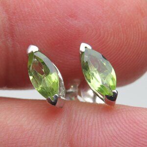 *925 Sterling Silver Genuine Peridot Earring Studs